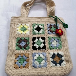 Handmade Crochet Flower Bag,Granny Square Crochet Bag,Crochet Bag,Crochet Shoulder Sunflower Bag,Crochet Flowers Tote Bag