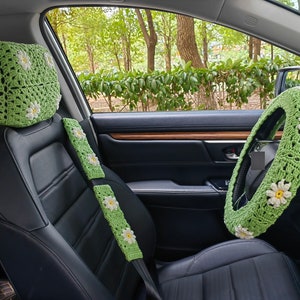 Crochet Car Headrest Covers,Car Headrest Covers,Daisy Car Headrest Covers, Car Headrest Covers Crochet ,Crochet car accessories F,A+E