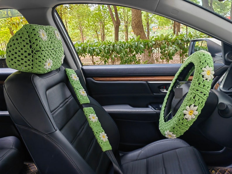 Crochet Car Headrest Covers,Car Headrest Covers,Daisy Car Headrest Covers, Car Headrest Covers Crochet ,Crochet car accessories F,A+E