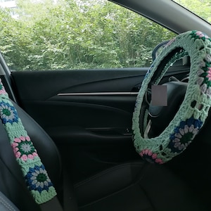 Sunflower Steering Wheel Cover,Crochet Steering Wheel Cover,Steering Wheel Cover For Women,Crochet Car Accessories,Cute Steering Wheel Cover