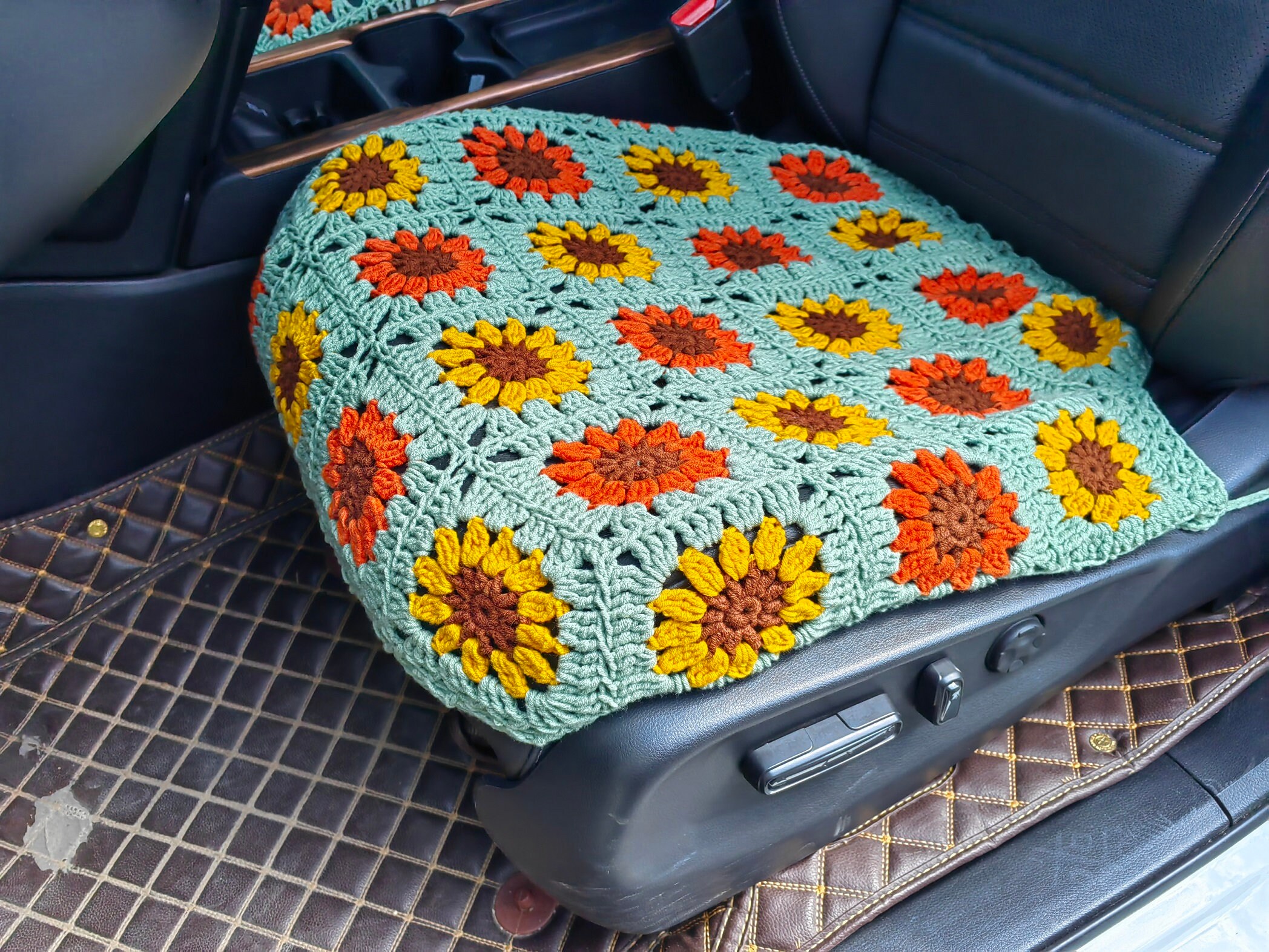 Autositzbezüge, handgemachte häkeln Sonnenblume Sitzbezüge