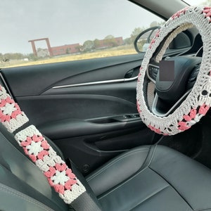 Gehäkelte Lenkradabdeckung, Lenkradabdeckung, Sonnenblumen-Lenkradabdeckung, Lenkradabdeckung für Frauen, gehäkelte Autozubehör