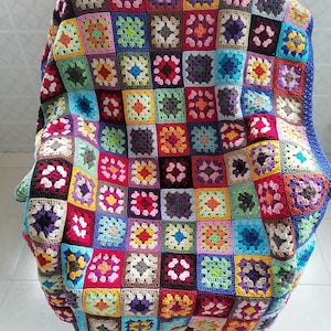 Handmade Crochet Granny Squares Blanket, Crocheted blanket, Home decor blanket, Home decor, Sofa throw, Handknitted blanket