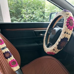Sunflower Steering Wheel Cover,Crochet Steering Wheel Cover,Steering Wheel Cover For Women,Crochet Car Accessories,Cute Steering Wheel Cover