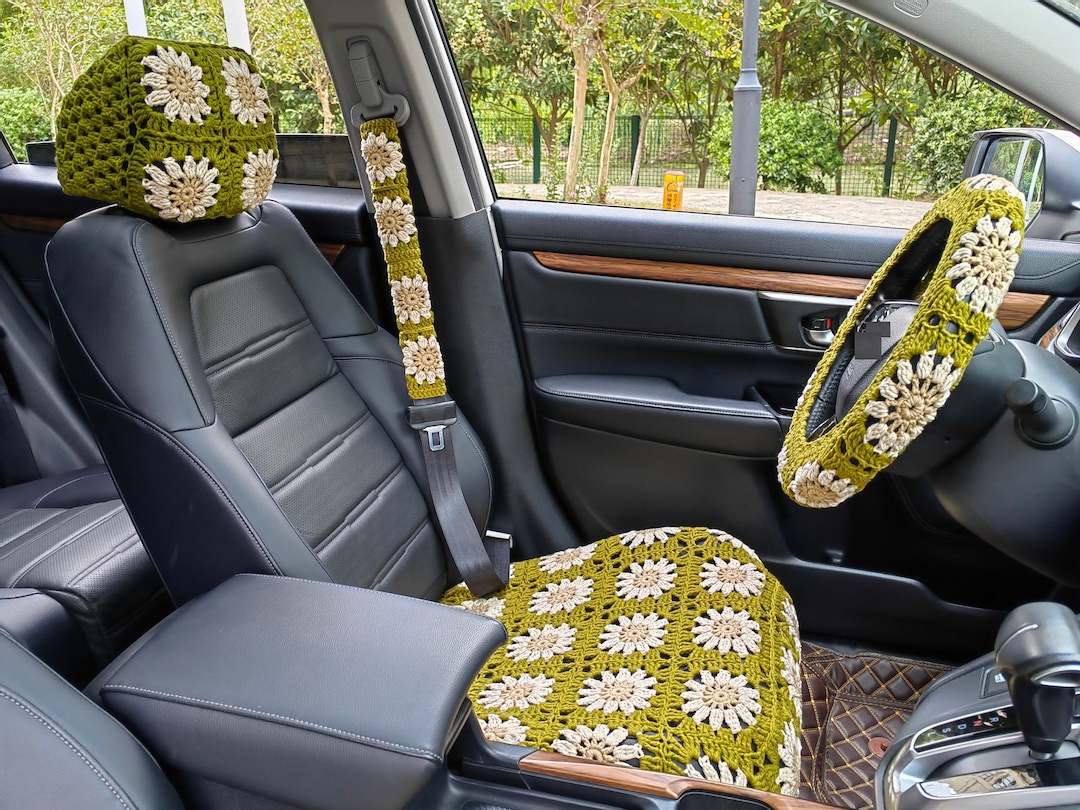 Car Seat Covers Full Set 23-Piece Sunflower Car Accessories Set