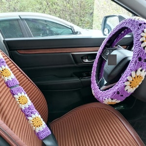 Sunflower Steering Wheel Cover,Crochet Steering Wheel Cover,Steering Wheel Cover For Women,Crochet Car Accessories,Cute Steering Wheel Cover