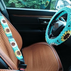 COLORFUL Steering wheel cover Crochet steering wheel cover Crocheted Seat Belt Cover cover Steering wheel cover Crochet car accessories
