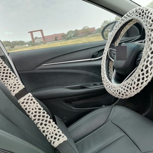 Steering Wheel Cover,Crochet Steering Wheel Cover,Sunflower car Accessories,Beige Steering Wheel Cover,Steer Wheel Cover for Women & Girl