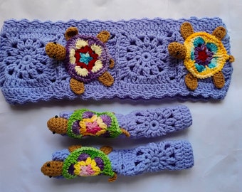 Crochet Sea Turtle Steering Wheel Cover: Handmade Car Accessories