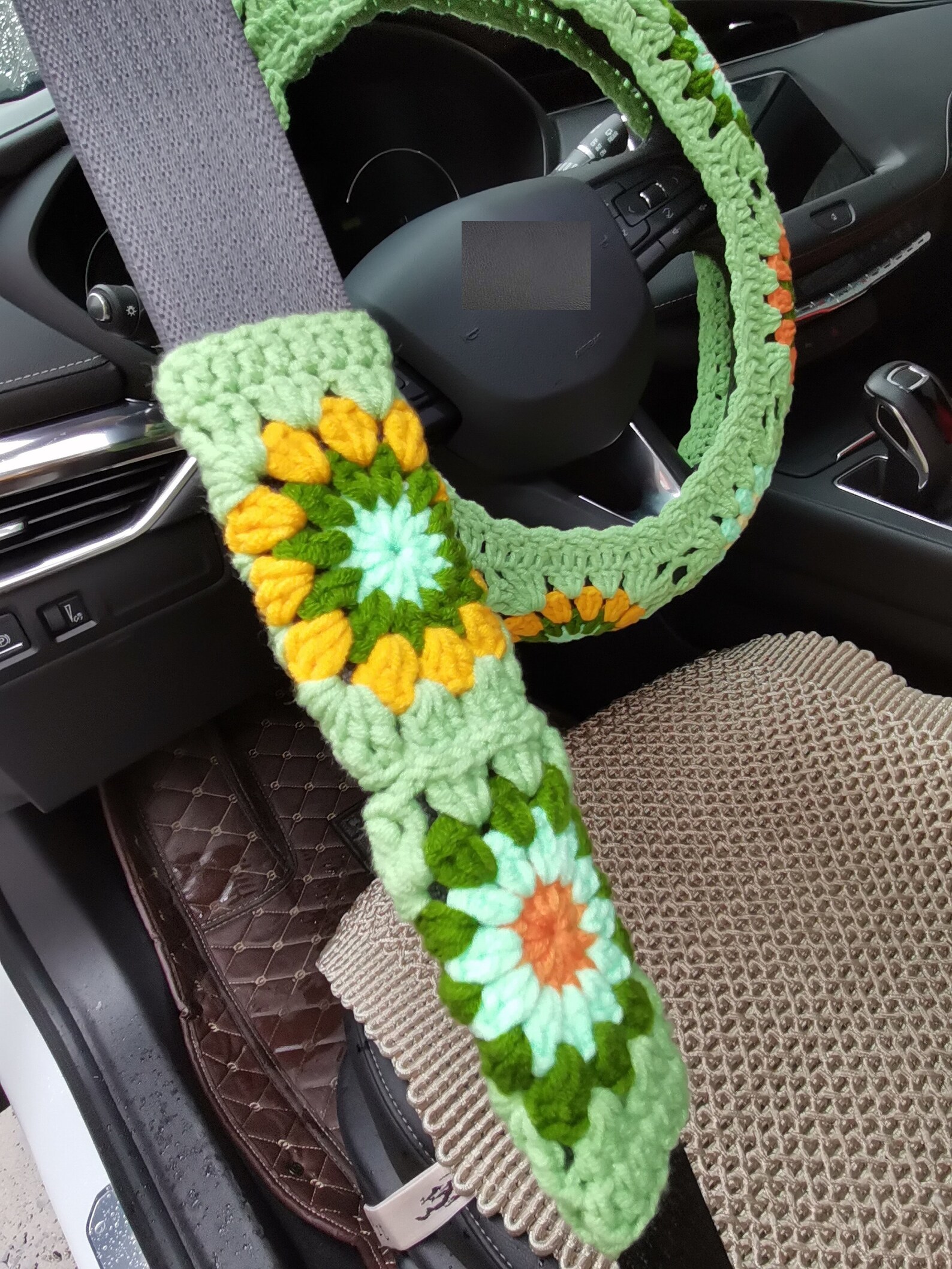 Handmade Crochet Steering Wheel Coversunflower Crochet Etsy