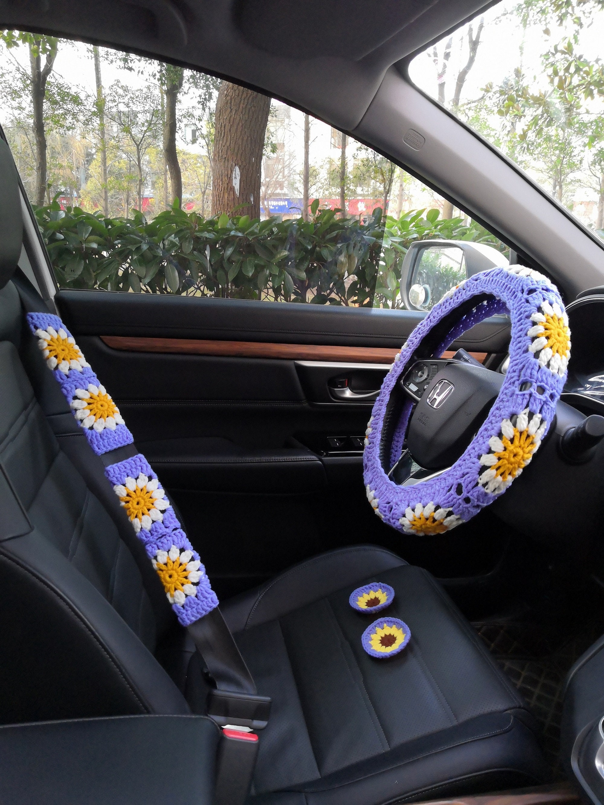 Mouse Words Steering Wheel Cover made with Licensed Disney Fabric