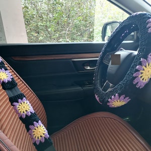 Sunflower Steering Wheel Cover,Crochet Steering Wheel Cover,Steering Wheel Cover For Women,Crochet Car Accessories,Cute Steering Wheel Cover