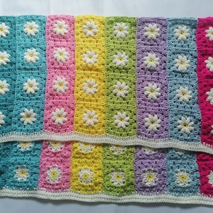 Colourful Daisy Granny Square Crochet Blanket ,Crochet Granny Square Daisy Colorful blanket, Crochet afghan blanket,handmade blanket
