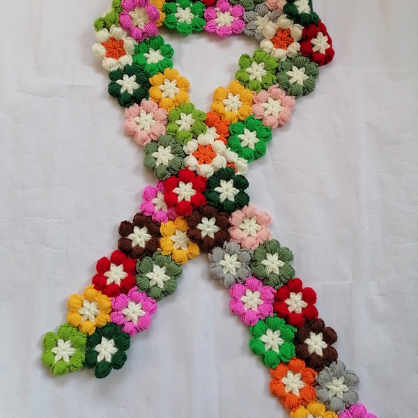Handmade Crochet Puff Flower Floret Scarf,Beautiful Scarf for Women,Scarves Multicolored,Crochet Star Scarf