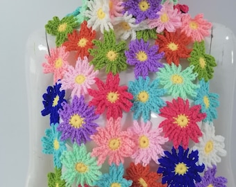 Handmade Crochet Flower Scarf: Multicolored Autumn Accessory