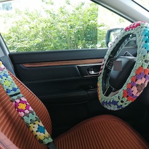 Crochet Steering Wheel Cover,Granny Square Steering Wheel Cover, Steering Wheel Cover Crochet,Wheel Cover for Women
