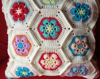Handgemachte häkeln Grandma Square Kissenbezug: Blumenkissen