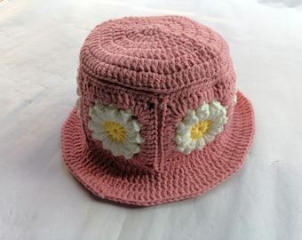 Crochet Flower Bucket Hat,Sunflower Bucket Hat,Crochet Daisy Bucket Hat,Crochet Bucket Hat