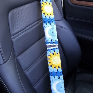 Virkat rattskydd för sol och måne: Blå biltillbehör D  2 belt cover
