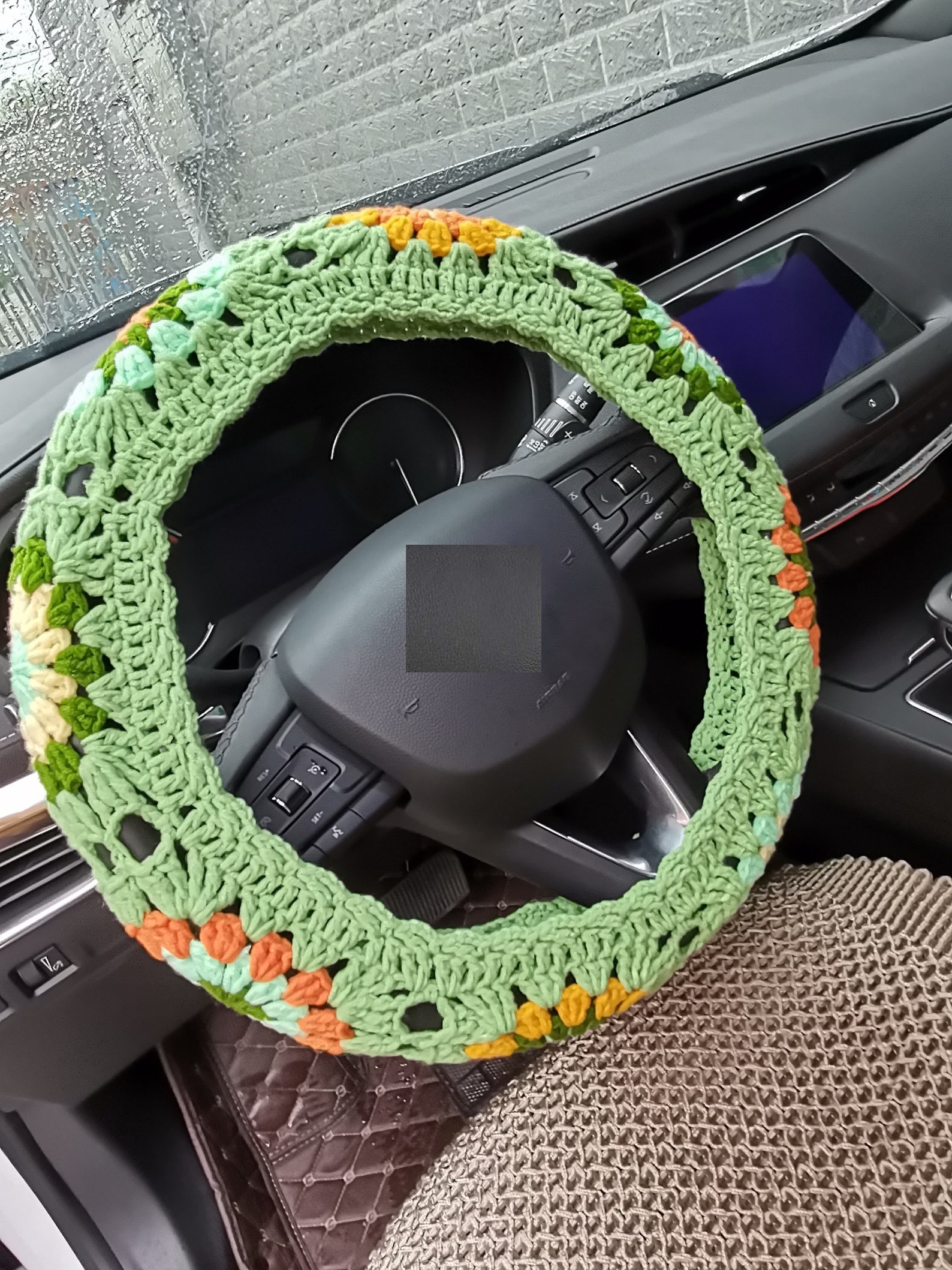 Handmade Crochet Steering Wheel Coversunflower Crochet Etsy