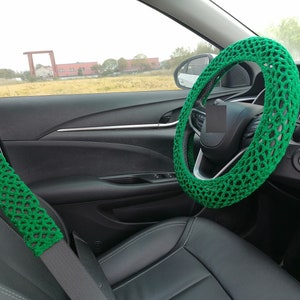Steering Wheel Cover,Crochet Steering Wheel Cover,Sunflower car Accessories,Green Steering Wheel Cover,Steer Wheel Cover for Women & Girl