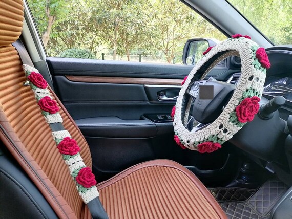 Rose steering wheel cover discount