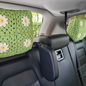 Crochet Car Headrest Covers,Car Headrest Covers,Daisy Car Headrest Covers, Car Headrest Covers Crochet ,Crochet car accessories B: 2 headrest cover