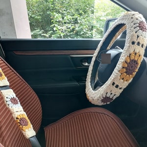 Sunflower Steering Wheel Cover,Crochet Steering Wheel Cover,Steering Wheel Cover For Women,Crochet Car Accessories,Cute Steering Wheel Cover