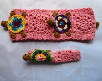 Crochet Sea Turtle Steering Wheel Cover with Seatbelt Cover