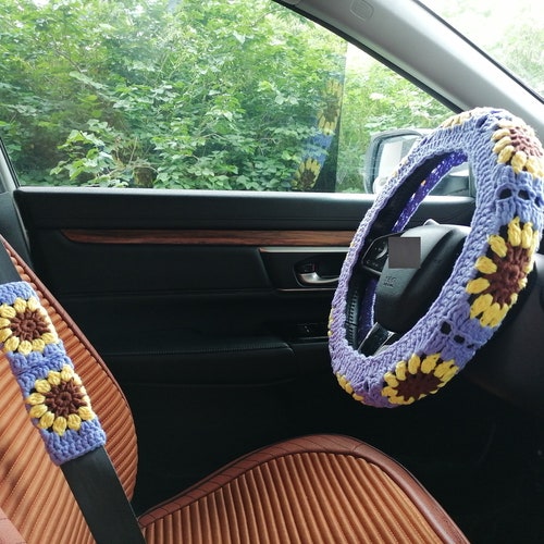 Crochet Daisy Steering Wheel Cover for Women With Flowers Etsy