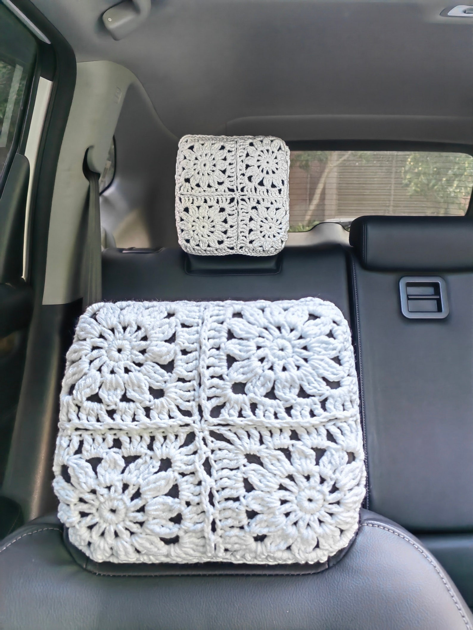 Car Headrest Cover Car Seat Head Rest Coverhandmade Crochet Etsy