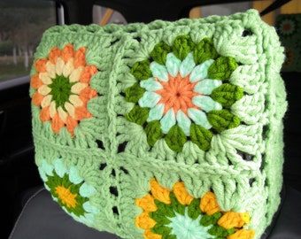 Car headrest cover,Crochet Sunflower Car Headrest Covers,Car Headrest Cover Car Seat Head Rest Cover,Cute Car Decoration for Women Men gift