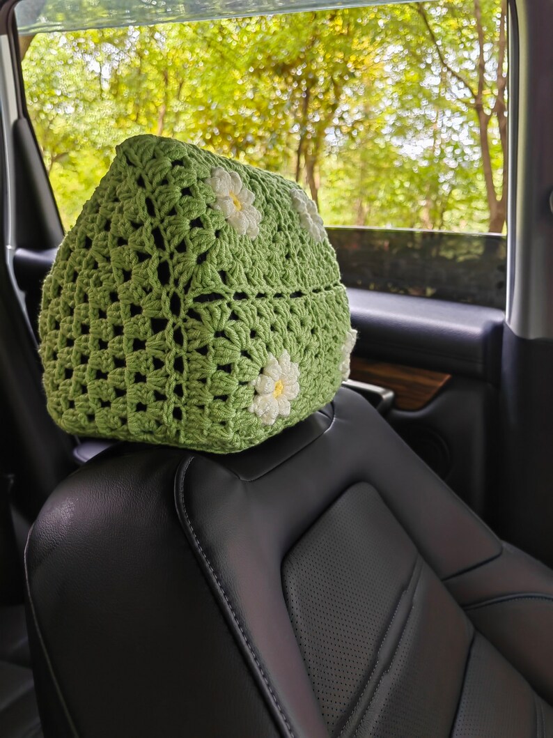 Crochet Car Headrest Covers,Car Headrest Covers,Daisy Car Headrest Covers, Car Headrest Covers Crochet ,Crochet car accessories A: 1 headrest cover