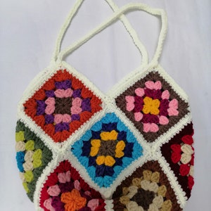Granny Square Bagcolorful Granny Square Crochet Bagafghan - Etsy