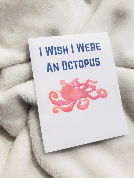 Hand-painted Octopus Valentine's Day Card Digital | Etsy