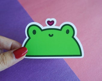 Frog Heart Sticker | Matte Vinyl Food Sticker for laptops, decals, cases