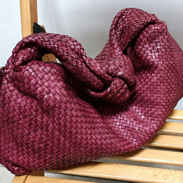 Leather Bag Woven Leather Handbag Braided Leather Totes Bag