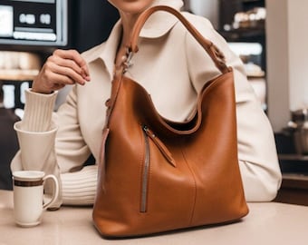 Leather Bag Soft Leather Handbag shoulder Leather Purse Hobo Bag