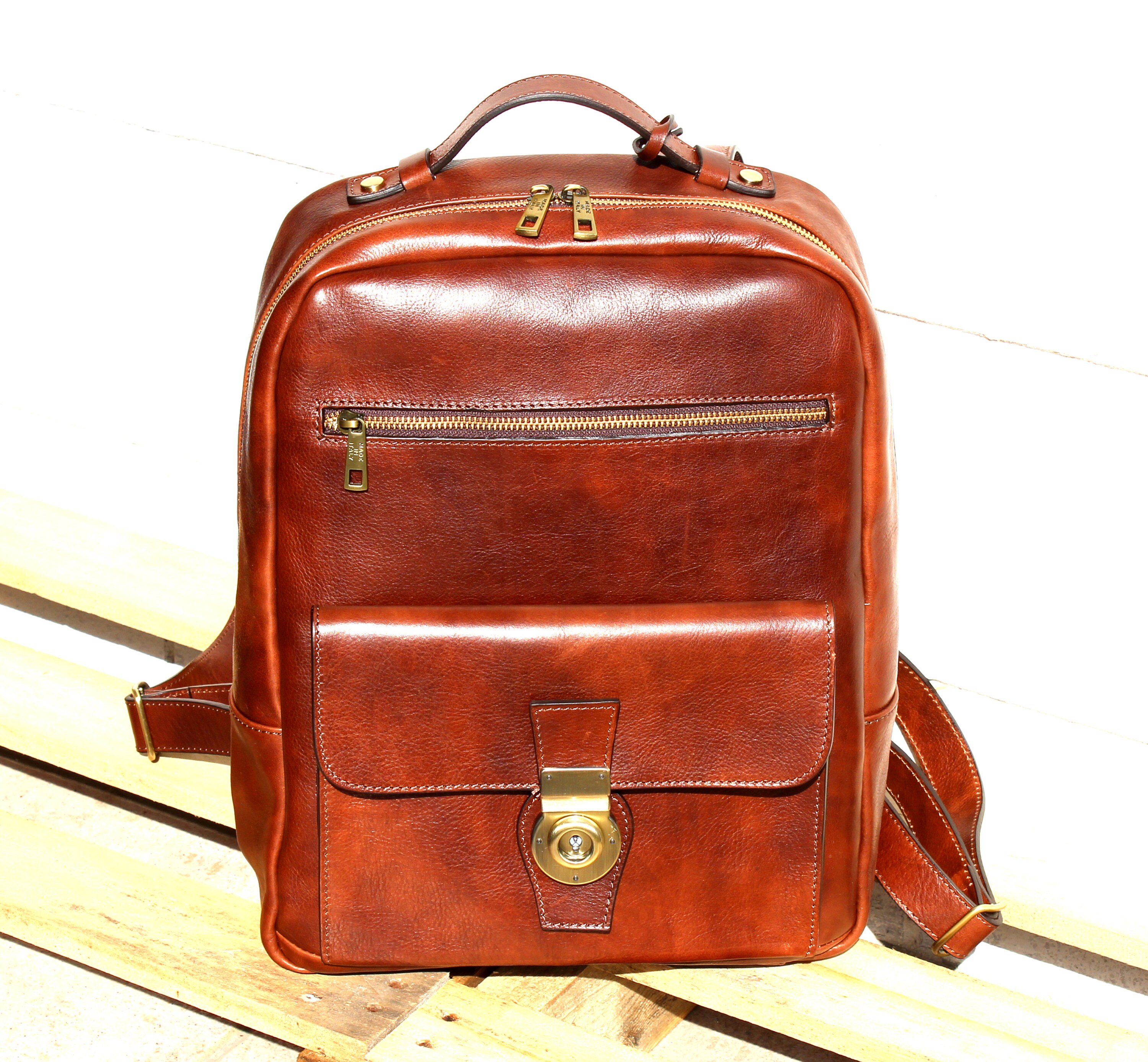Leather backpack Made in Italy Large big backpack Piazza Duomo Etsy
