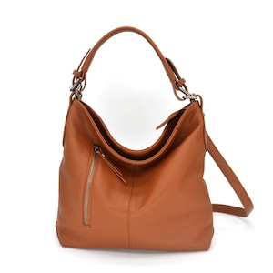 Leather Bag Soft Leather Handbag shoulder Leather Purse Hobo Bag Brown