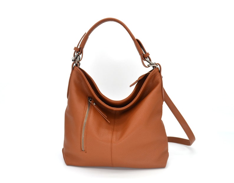 Leather Bag Soft Leather Handbag shoulder Leather Purse Hobo Bag Brown