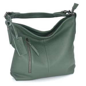 Leather Bag Soft Leather Handbag shoulder Leather Purse Hobo Bag Green