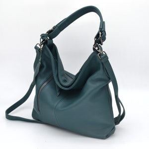 Leather Bag Soft Leather Handbag shoulder Leather Purse Hobo Bag Turquoise