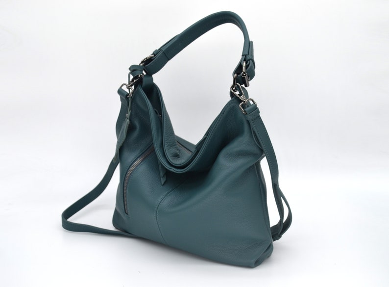 Leather Bag Soft Leather Handbag shoulder Leather Purse Hobo Bag Turquoise