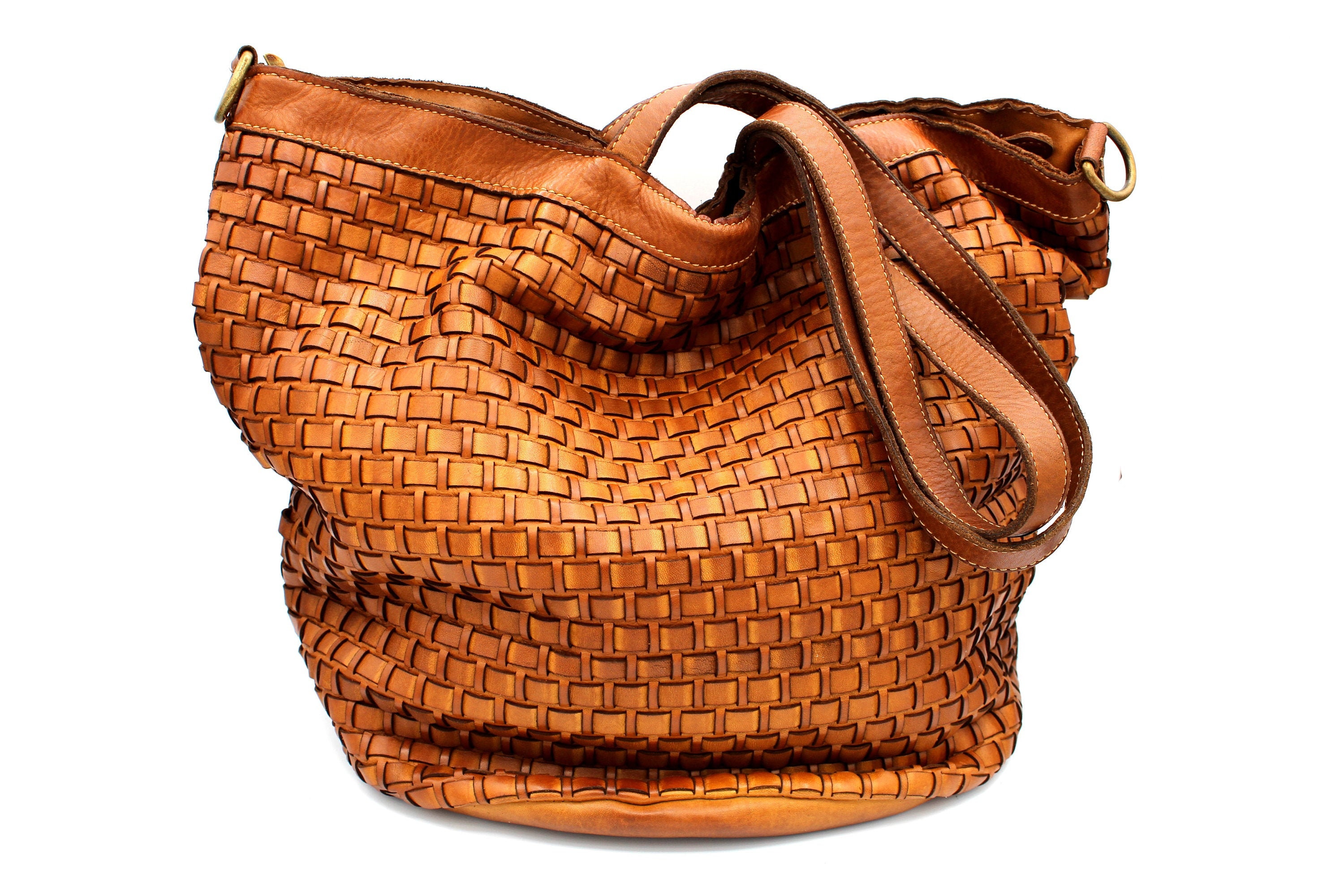 Handmade woven leather bag leather shoulder bag Limited Etsy