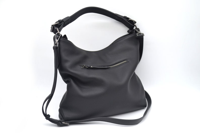 Leather Bag Soft Leather Handbag shoulder Leather Purse Hobo Bag image 7