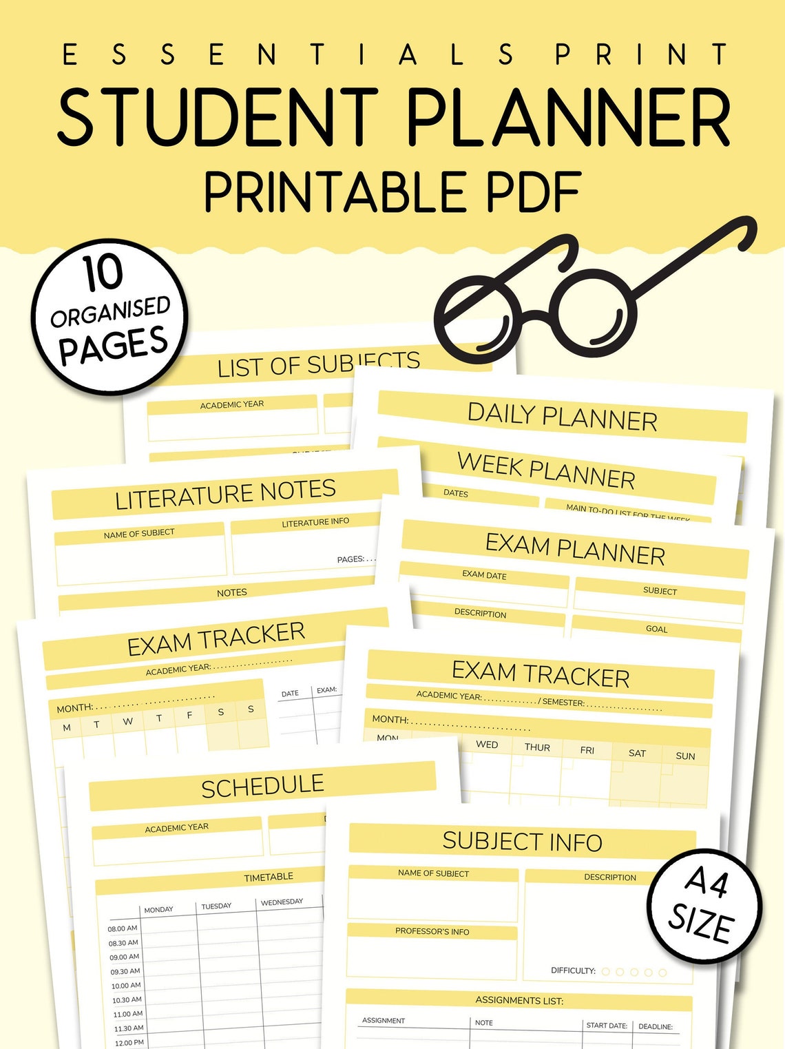 STUDENT PRINTABLE PLANNER printable exam planner exam | Etsy