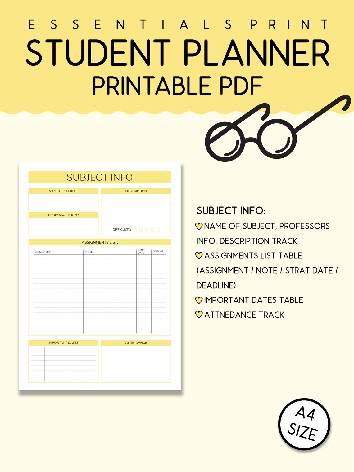 STUDENT PRINTABLE PLANNER printable exam planner exam | Etsy