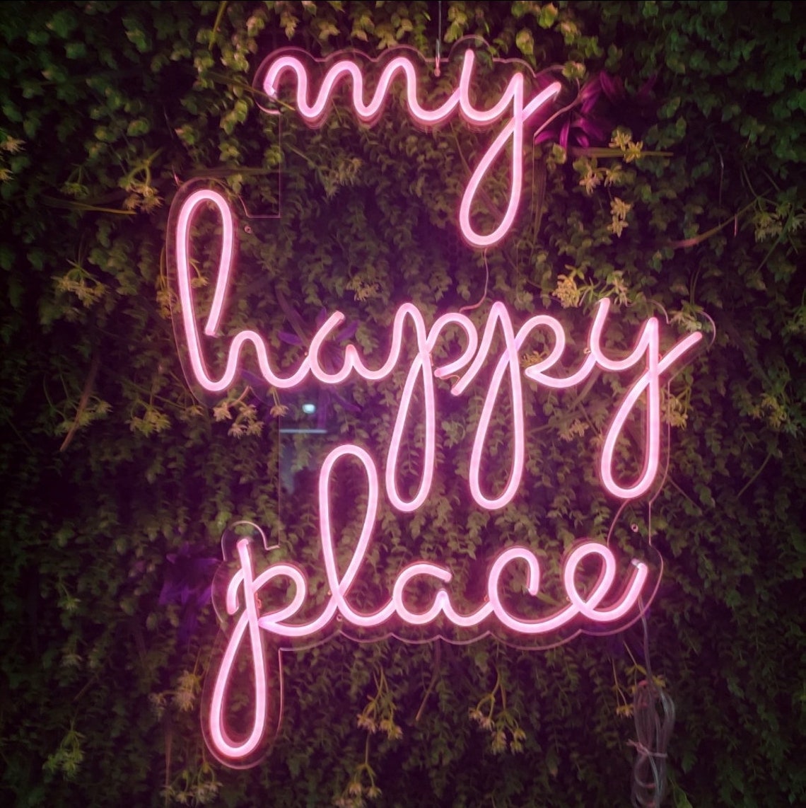 My Happy Place Neon Sign Large Bedroom Wall Decor Over the Etsy