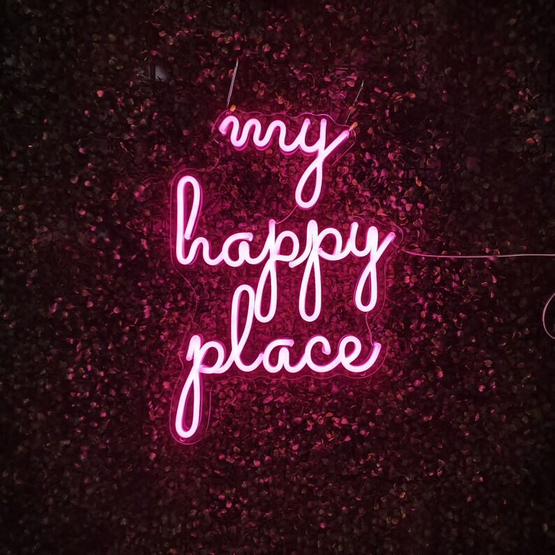 My Happy Place Neon Sign Large Bedroom Wall Decor Over the - Etsy